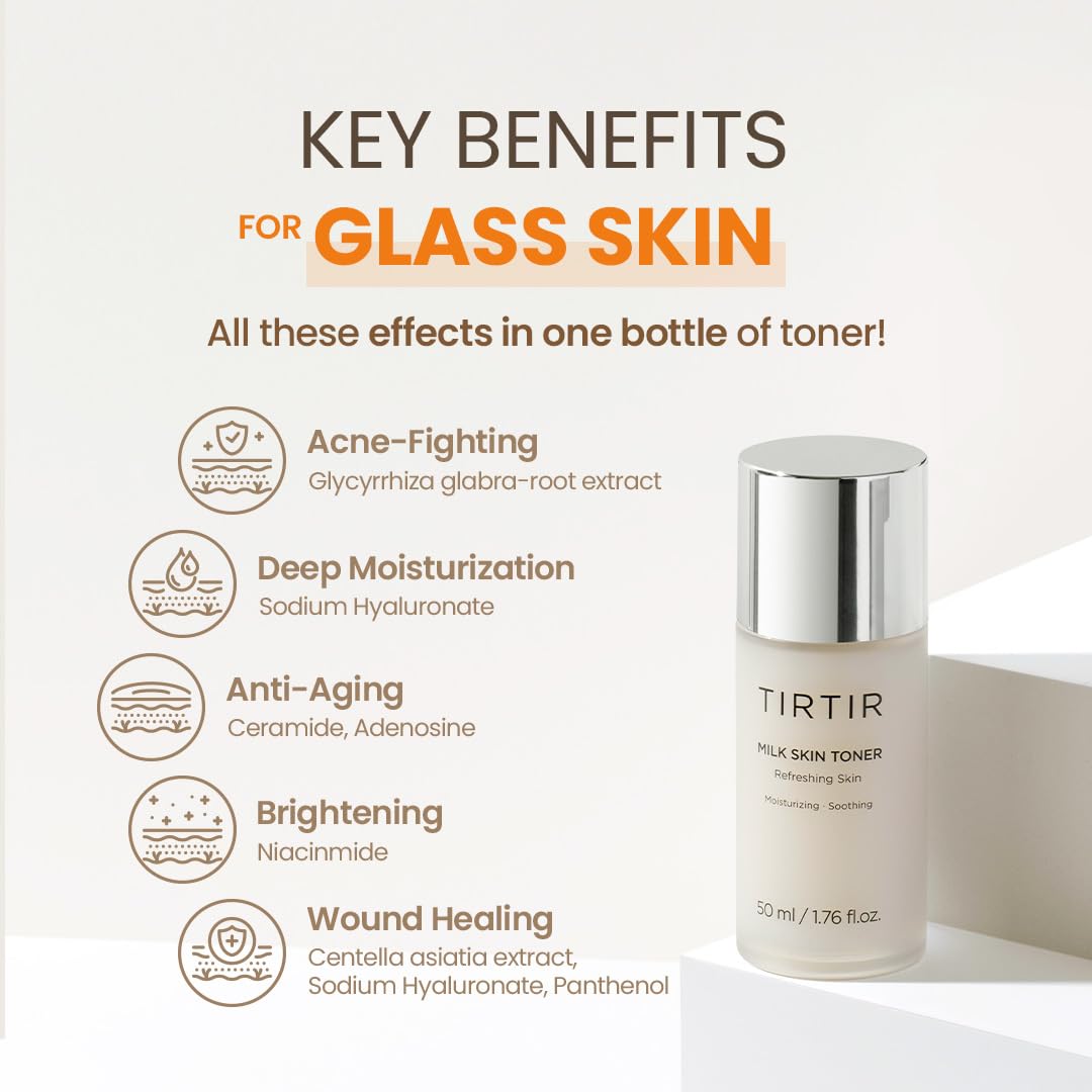 TIRTIR Milk Skin Rice Toner | Deep Hydration, Vegan, 1.69 Fl Oz