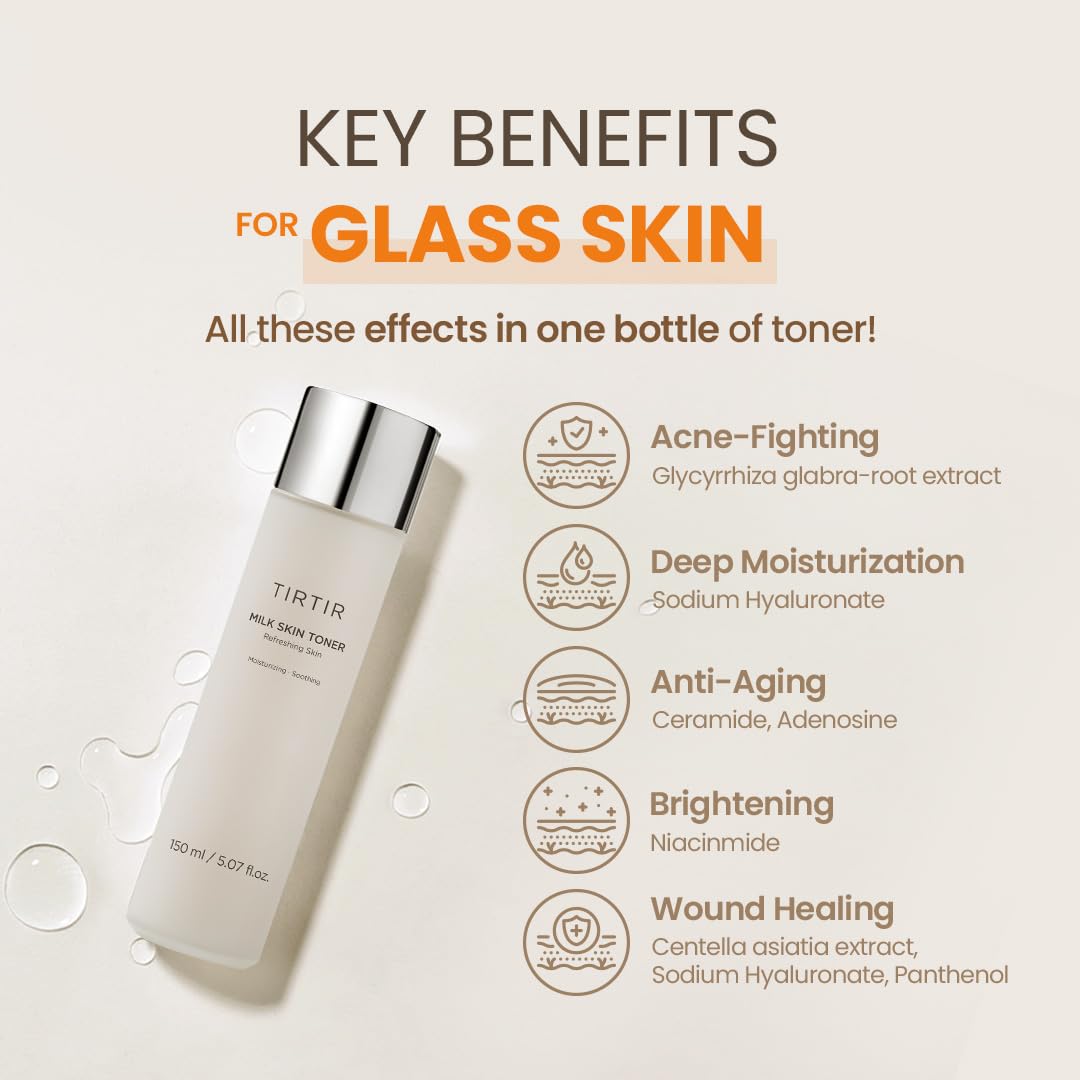 TIRTIR Milk Skin Rice Toner | Deep Hydration, Vegan, 1.69 Fl Oz