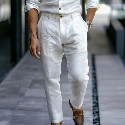 Men's Linen Casual Pants – Breathable Solid Color Trousers