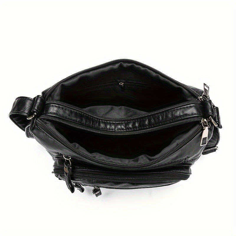 [Large Capacity Anti-Theft Shoulder Bag] Large Capacity Nylon Shoulder Bag with Adjustable Strap, Anti-Theft Zip Closure - Available in Light Brown, Light Gray, Red, Black
