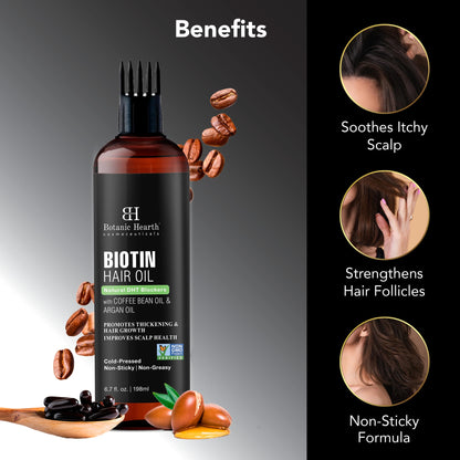Botanic Hearth 100% Pure Rosemary Oil For Hair Growth (6.7 fl oz) Infused With Biotin, Jojoba & castor Oil | Nourishing & Volumizing | Non GMO Verified