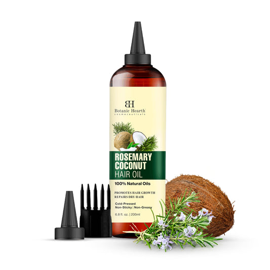 Botanic Hearth 100% Pure Rosemary Oil For Hair Growth (6.7 fl oz) Infused With Biotin, Jojoba & castor Oil | Nourishing & Volumizing | Non GMO Verified