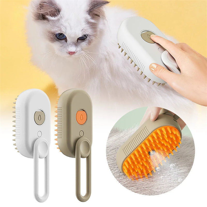 3-in-1 Electric Cat & Dog Steam Brush – Pet Grooming & Hair Removal - World Bazaar Life