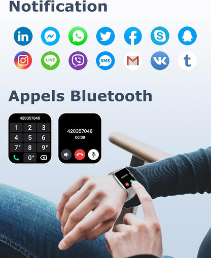 iOS ve Android Telefonlar için GRV Akıllı Saat (Aramaları Cevapla/Yap), Kadınlar İçin Saatler IP68 Su Geçirmez Akıllı Saat Kalp Atış Hızı/Uyku Monitörü Adım Kalori Sayacı ile Fitness Takip Saati (Pembe) 