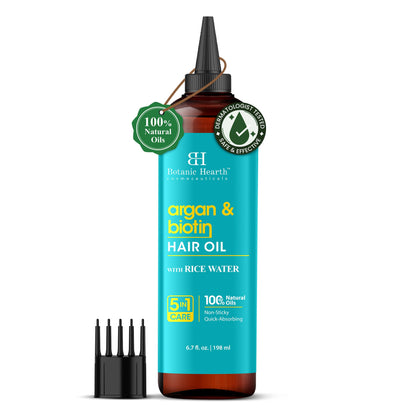Botanic Hearth 100% Pure Rosemary Oil For Hair Growth (6.7 fl oz) Infused With Biotin, Jojoba & castor Oil | Nourishing & Volumizing | Non GMO Verified