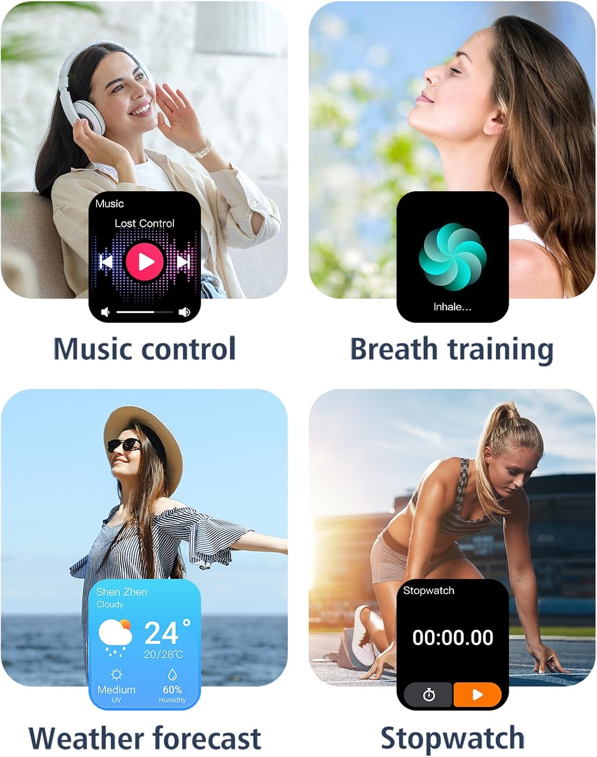 iOS ve Android Telefonlar için GRV Akıllı Saat (Aramaları Cevapla/Yap), Kadınlar İçin Saatler IP68 Su Geçirmez Akıllı Saat Kalp Atış Hızı/Uyku Monitörü Adım Kalori Sayacı ile Fitness Takip Saati (Pembe) 