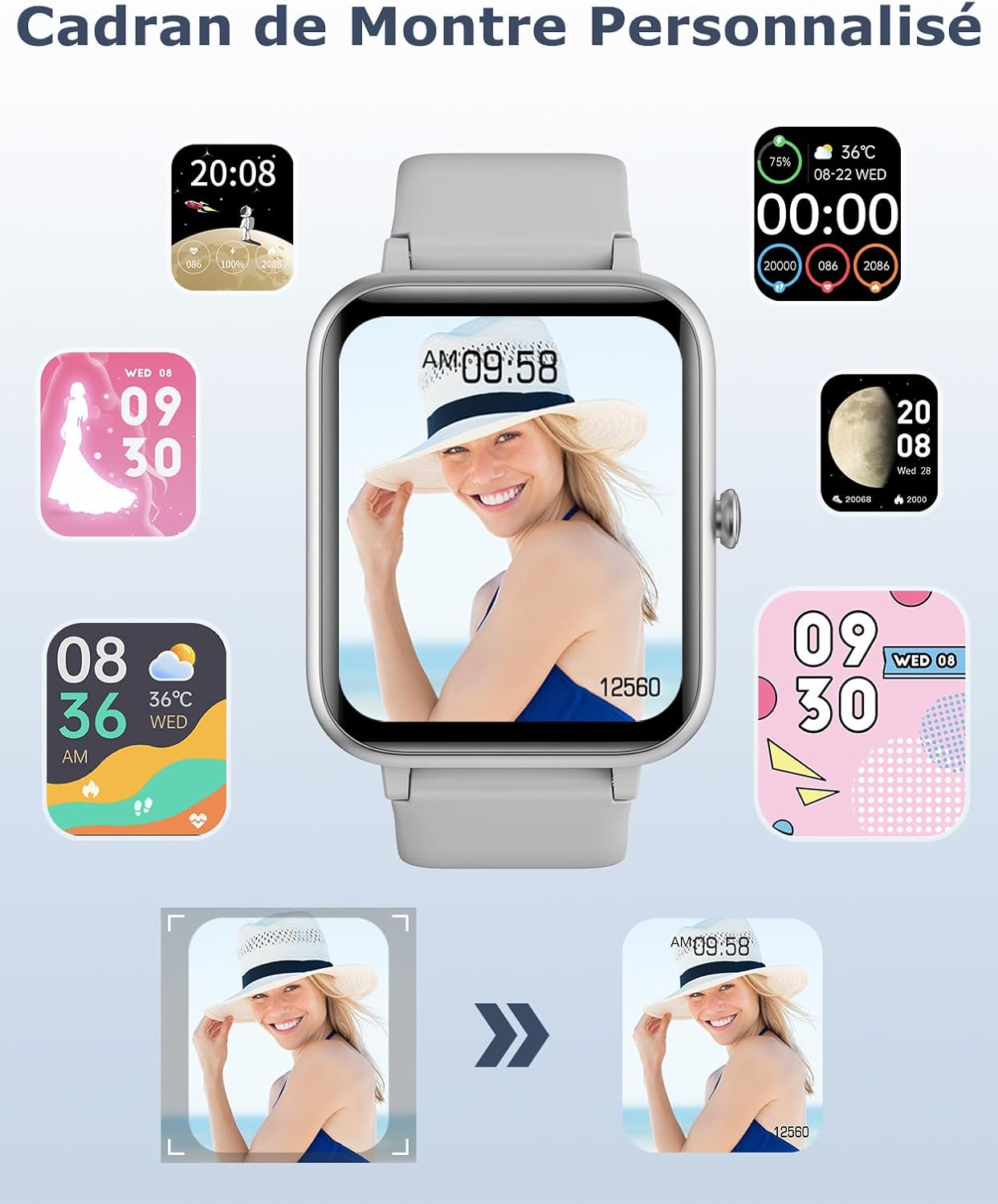 iOS ve Android Telefonlar için GRV Akıllı Saat (Aramaları Cevapla/Yap), Kadınlar İçin Saatler IP68 Su Geçirmez Akıllı Saat Kalp Atış Hızı/Uyku Monitörü Adım Kalori Sayacı ile Fitness Takip Saati (Pembe) 