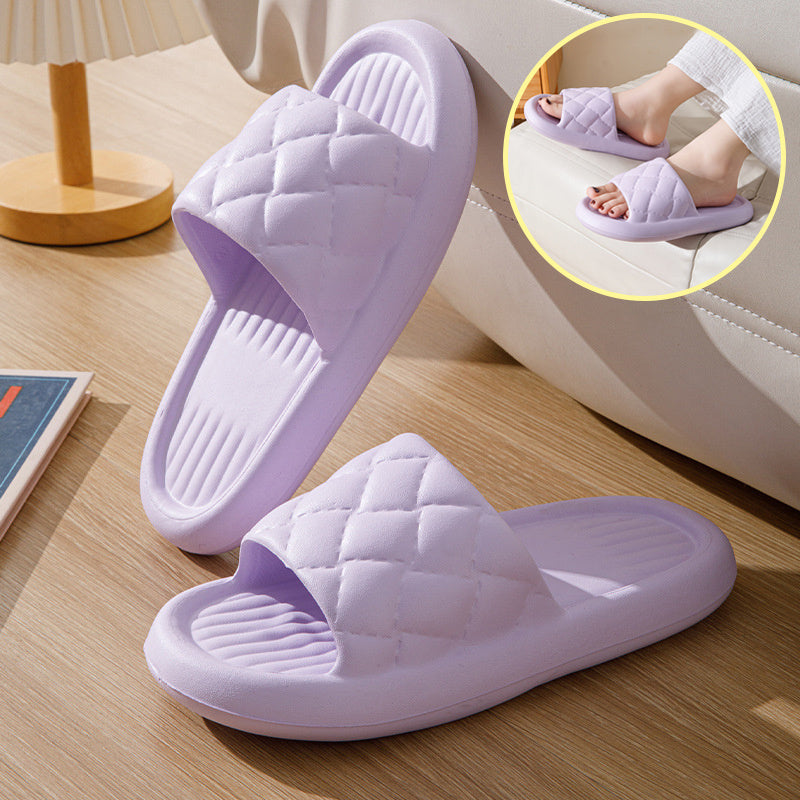 New Rhombus Home Slippers Summer Non-slip Floor Bathroom Slipper Lightweight Simple House Shoes For Women Men-World Bazaar Life
