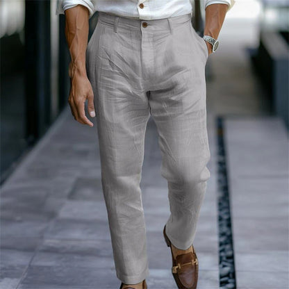 Men's Linen Casual Pants – Breathable Solid Color Trousers