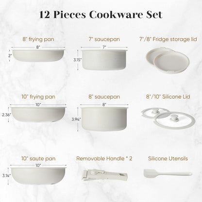 12 POTS And Pans Set, Non-stick Kitchen Cookware Set - Fast Shipping