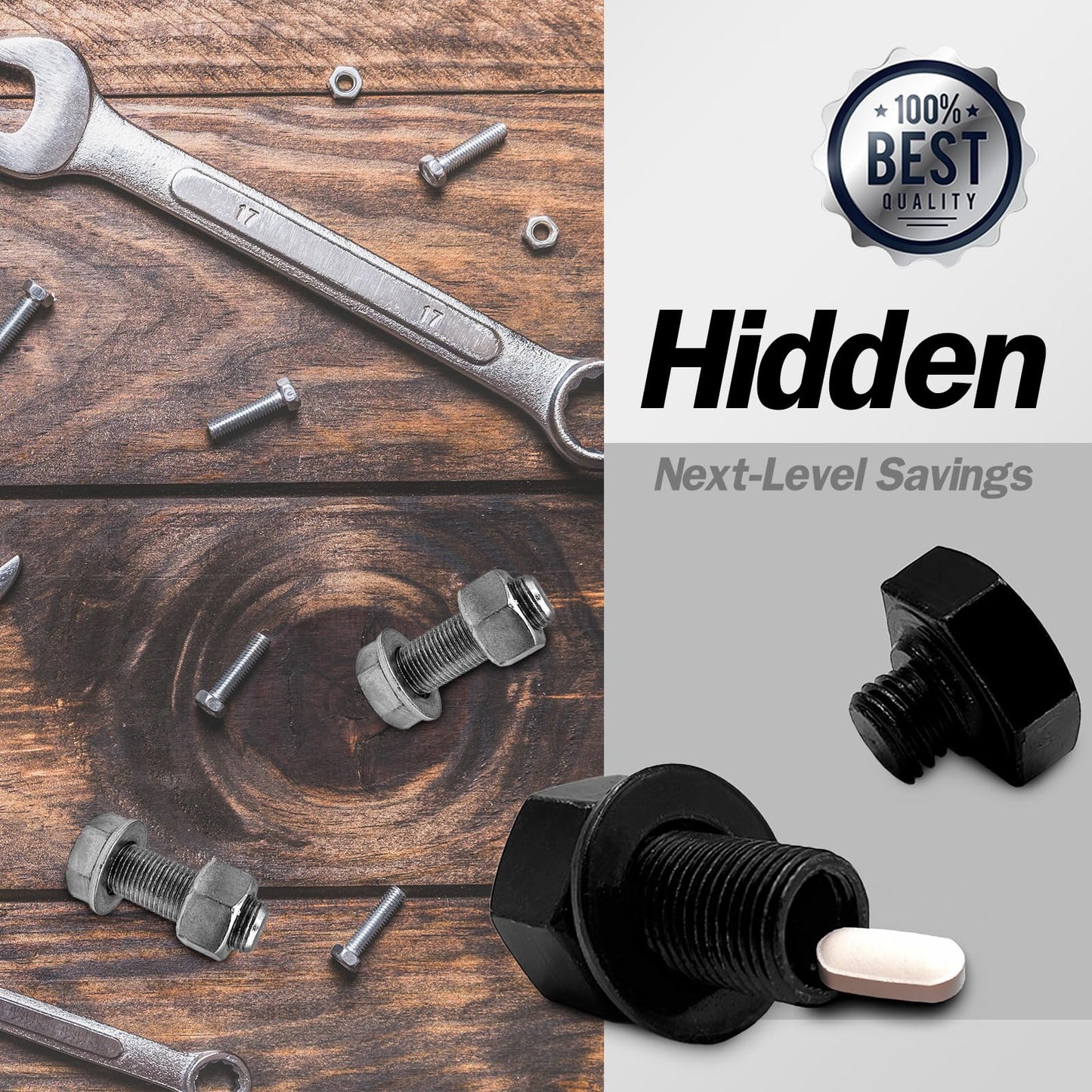 Heavyweight Bolt Nut Diversion Safe - Hidden Storage (Silver)