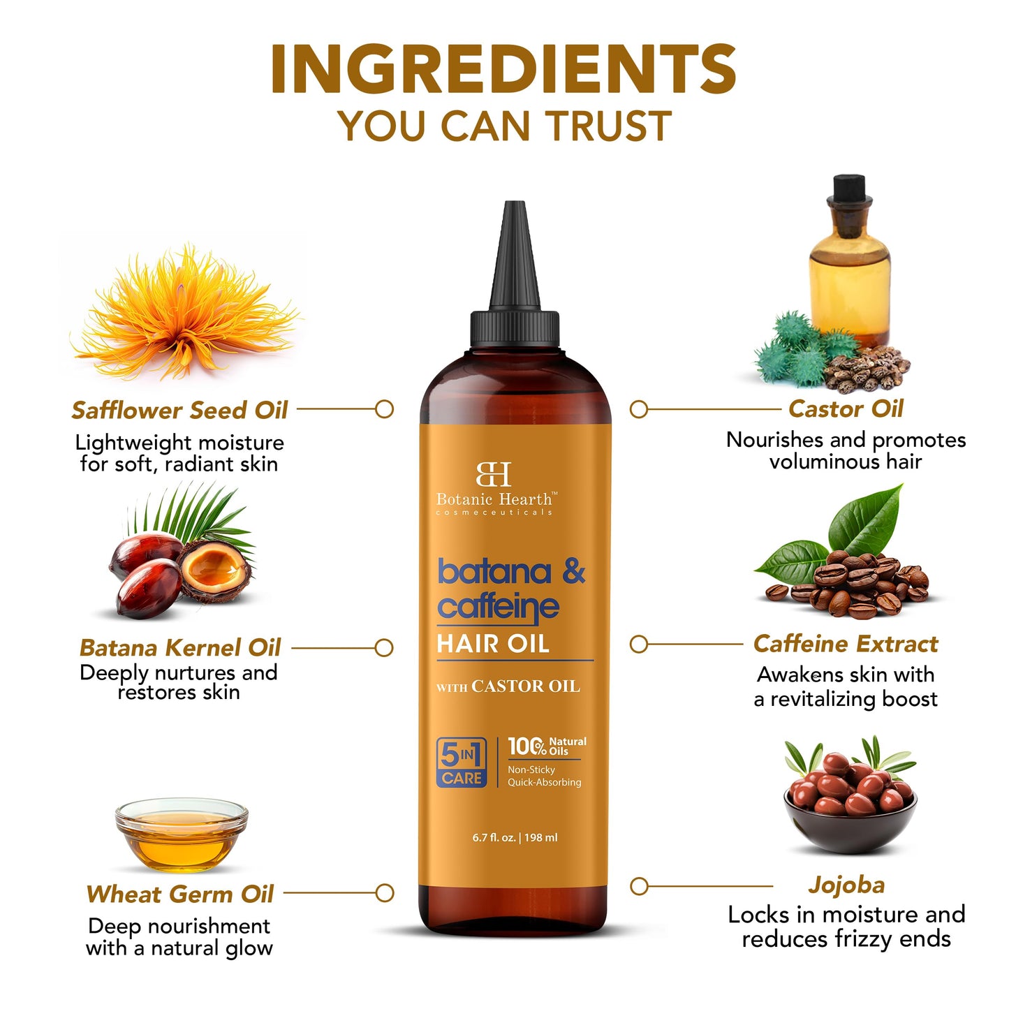 Botanic Hearth 100% Pure Rosemary Oil For Hair Growth (6.7 fl oz) Infused With Biotin, Jojoba & castor Oil | Nourishing & Volumizing | Non GMO Verified