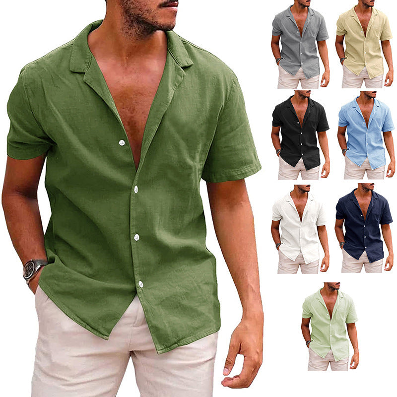 Men's Casual Short Sleeve Button Down Beach Shirt