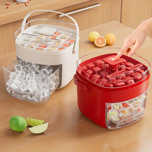 Press-type Convenient Outdoor Portable Ice Tray Large Capacity Ice Bucket 48 Extra-Large Ice Maker Food Grade Plastic Storage Tray Essential Kitchen Gadget-World Bazaar Life