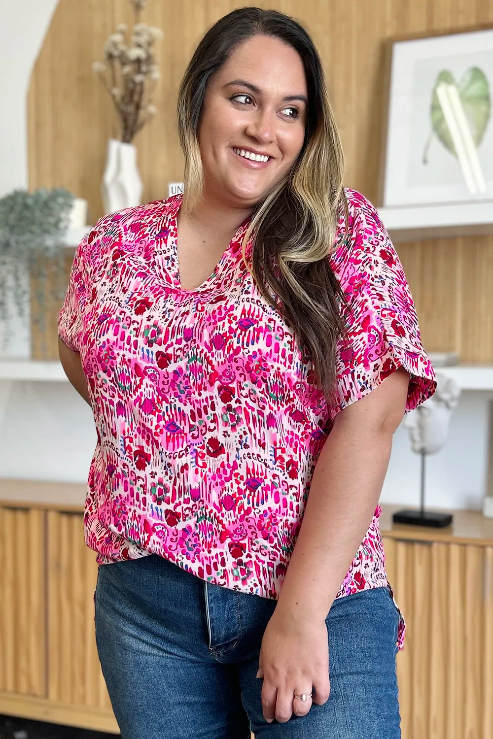 Double Take V-Neck Blouse - Top-Rated Short Sleeve Style.