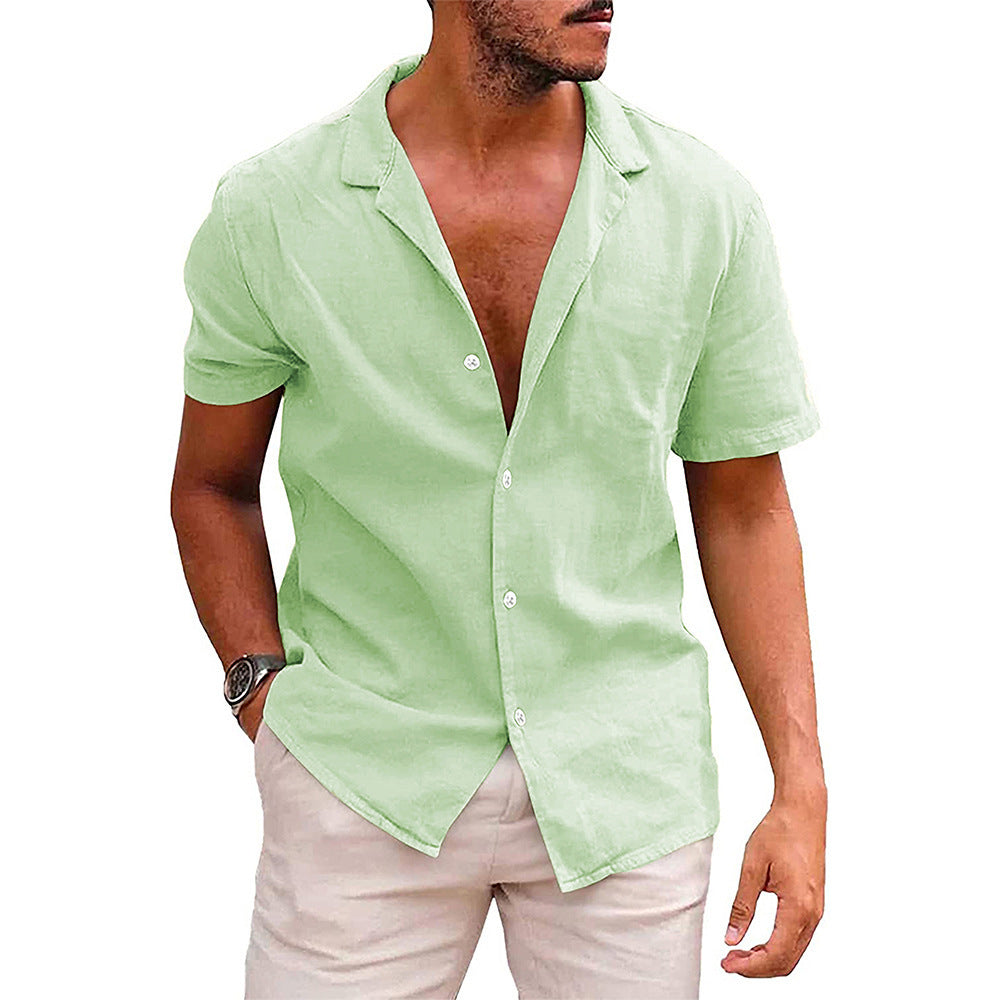 Men's Casual Short Sleeve Button Down Beach Shirt