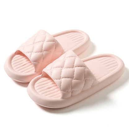New Rhombus Home Slippers Summer Non-slip Floor Bathroom Slipper Lightweight Simple House Shoes For Women Men-World Bazaar Life