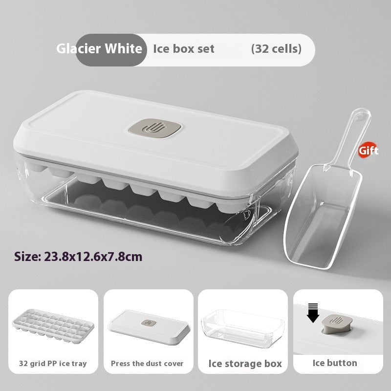 32-Grid Silicone Ice Cube Tray with Lid & Easy Release Ice Box