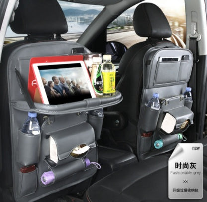 PU Leather Car Seat Organizer – Waterproof Backseat Storage Tray