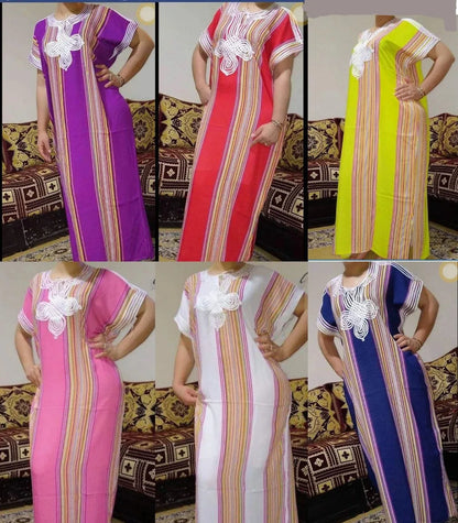 Moroccan Kaftan Gandoura Gift For Women,Berber Caftan,Handmade Dress,Bohemian Clothes,Multicolor-World Bazaar Life