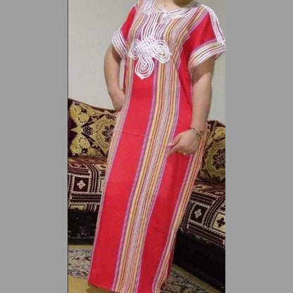 Moroccan Kaftan Gandoura Gift For Women,Berber Caftan,Handmade Dress,Bohemian Clothes,Multicolor-World Bazaar Life