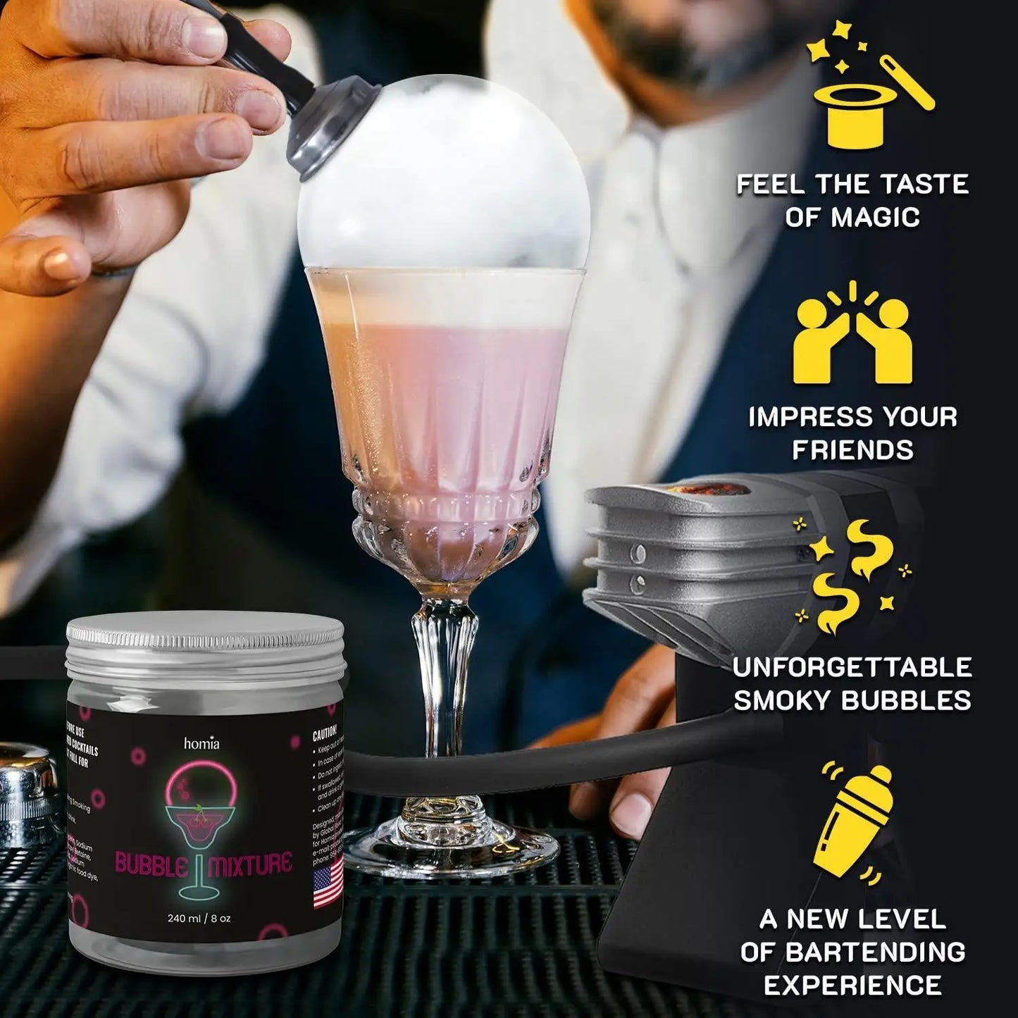 UD_Smoking Gun Edible NONtoxic Bubble Mixture for Cocktail  (2 x 8oz) Wood Smoke Infuser and Smoker Machine Accessory  Cold Smok