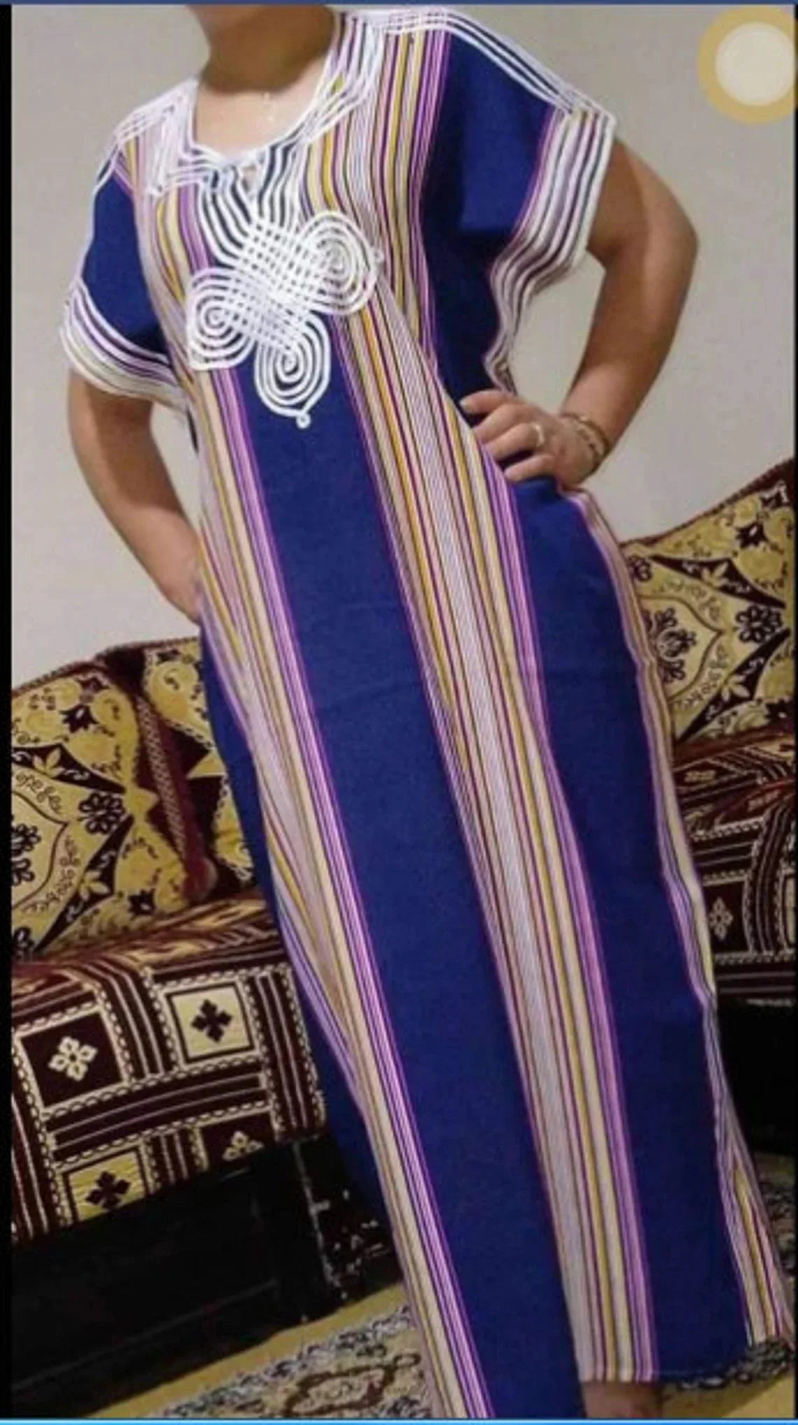 Moroccan Kaftan Gandoura Gift For Women,Berber Caftan,Handmade Dress,Bohemian Clothes,Multicolor-World Bazaar Life