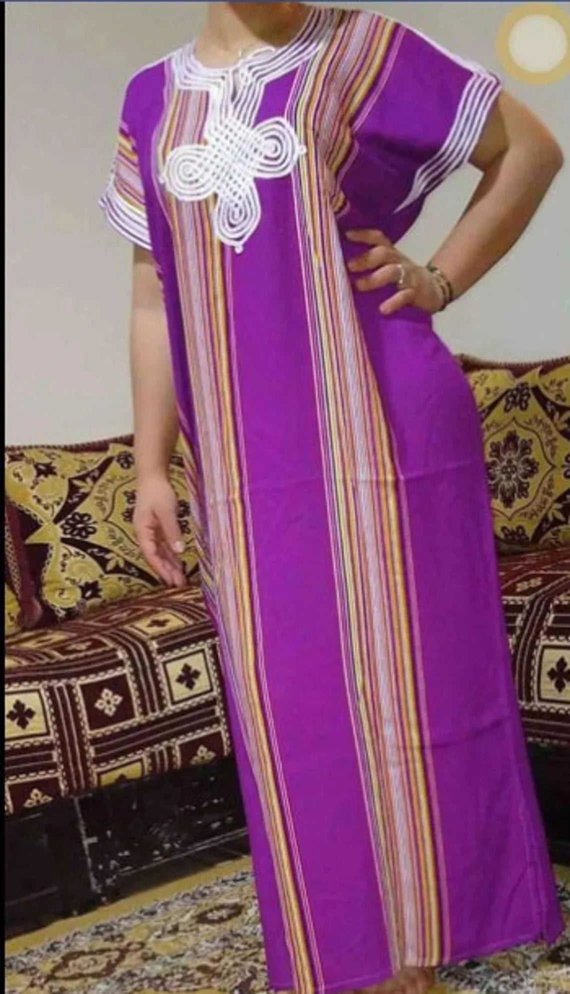 Moroccan Kaftan Gandoura Gift For Women,Berber Caftan,Handmade Dress,Bohemian Clothes,Multicolor-World Bazaar Life