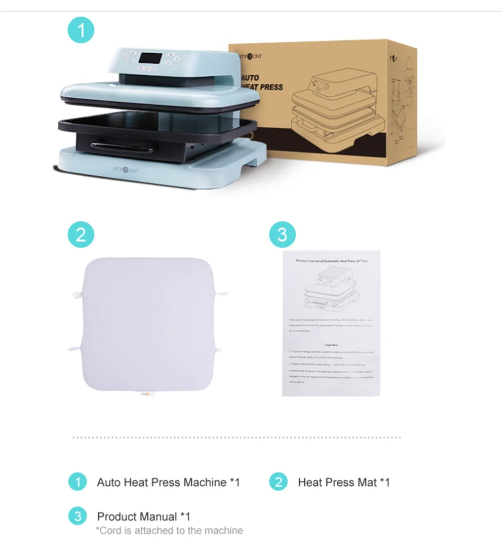 HTVRONT 15x15in Auto Heat Press Machine 1500w Automatic Pressure DIY Iron On HTV Vinyl Sublimation for Cricut T-shirt Bag Fabric - World Bazaar Life