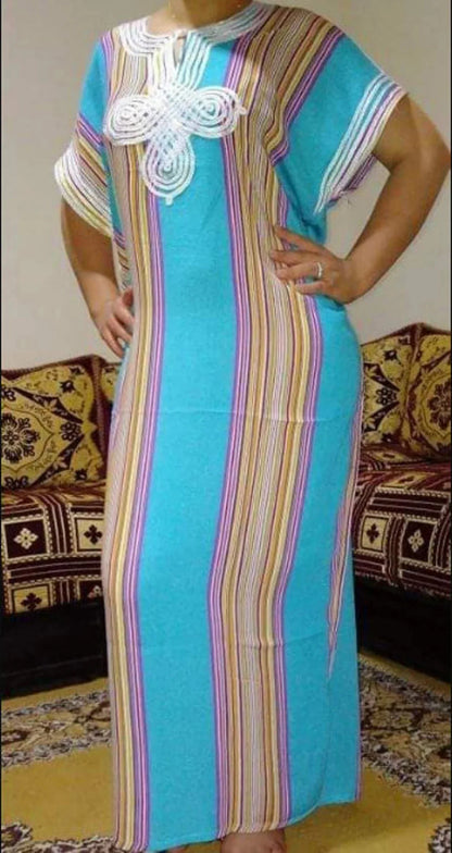 Moroccan Kaftan Gandoura Gift For Women,Berber Caftan,Handmade Dress,Bohemian Clothes,Multicolor-World Bazaar Life
