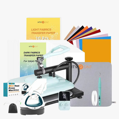 HTVRONT 15" x 15" Manual Heat Press Machine with 52 Accessories & Portable Mini Press