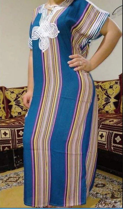 Moroccan Kaftan Gandoura Gift For Women,Berber Caftan,Handmade Dress,Bohemian Clothes,Multicolor-World Bazaar Life