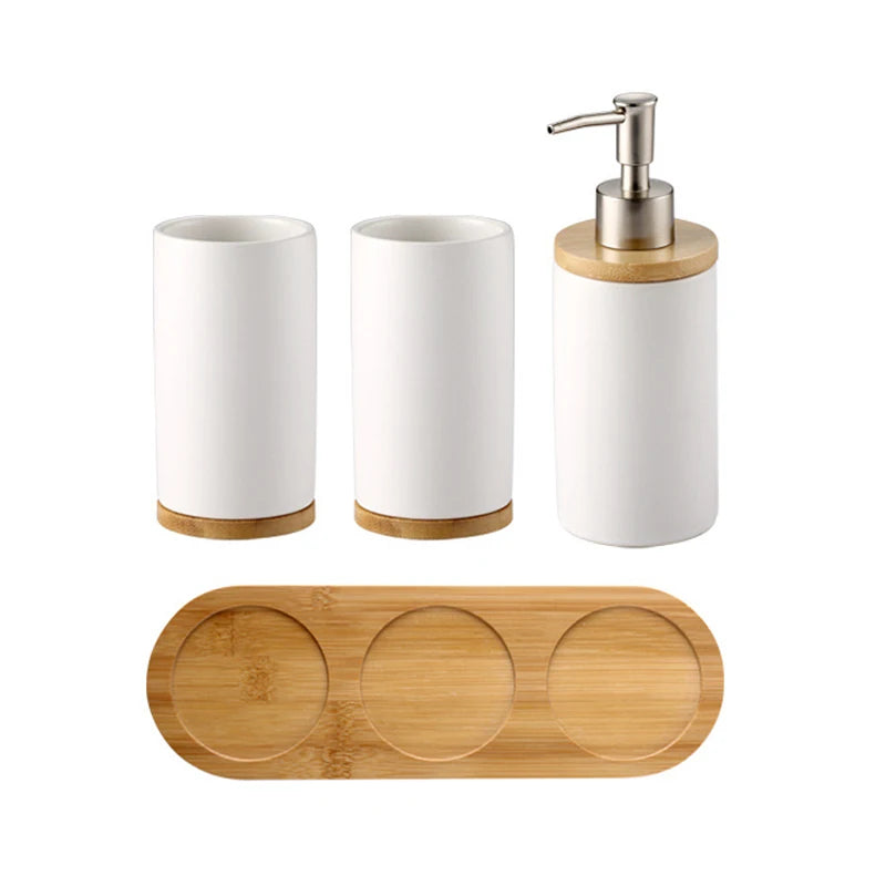 UNTIOR 3PCS Ceramic Bathroom Accessories Set Fashion Soap Dispenser Toothbrush Holder Tumbler Ceramic Household Bathroom Product-World Bazaar Life