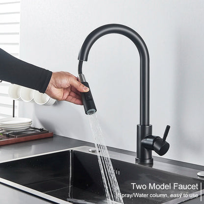 Pull-Out Sensor Black Kitchen Faucet Touch Control Mixer Tap - World Bazaar Life