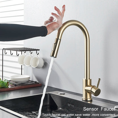 Pull-Out Sensor Black Kitchen Faucet Touch Control Mixer Tap - World Bazaar Life