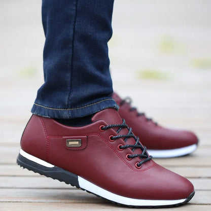 Men's PU Leather Business Casual Shoes Men's Outdoor Breathable Sports Shoes Men's Fashion Loafers Walking Shoes - World Bazaar Life