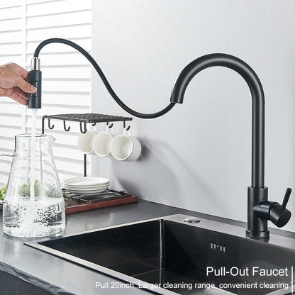 Pull-Out Sensor Black Kitchen Faucet Touch Control Mixer Tap - World Bazaar Life