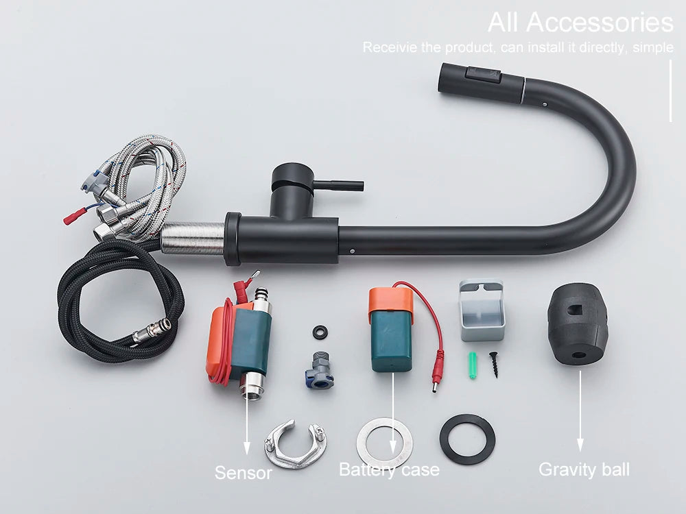 Pull-Out Sensor Black Kitchen Faucet Touch Control Mixer Tap - World Bazaar Life