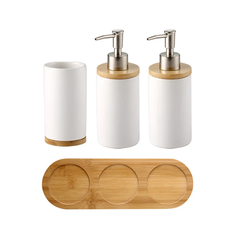 UNTIOR 3PCS Ceramic Bathroom Accessories Set Fashion Soap Dispenser Toothbrush Holder Tumbler Ceramic Household Bathroom Product-World Bazaar Life