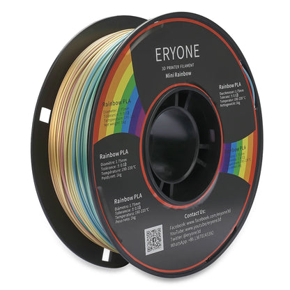 ERYONE Mini Rainbow PLA Filament 1KG - 1.75mm, ±0.03mm Tolerance, Top-Rated 3D Printing Material for All Printers