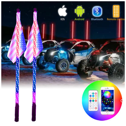 RGB 360° Spiral LED Whip Light for ATV/UTV – IP67, Bluetooth
