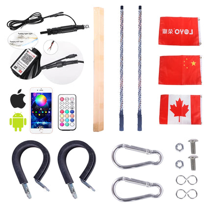 RGB 360° Spiral LED Whip Light for ATV/UTV – IP67, Bluetooth
