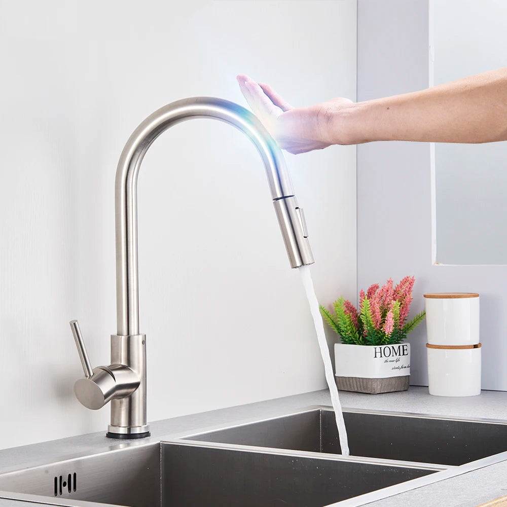 Pull-Out Sensor Black Kitchen Faucet Touch Control Mixer Tap - World Bazaar Life