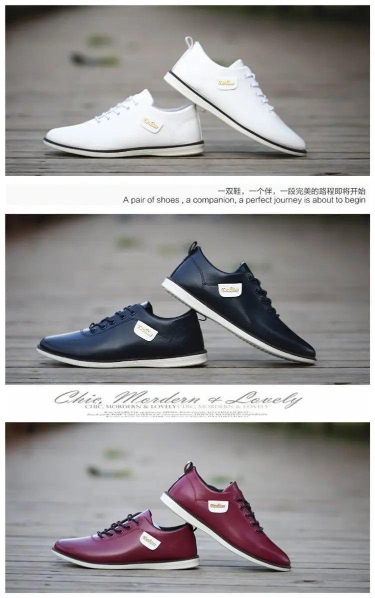 Men's PU Leather Business Casual Shoes Men's Outdoor Breathable Sports Shoes Men's Fashion Loafers Walking Shoes - World Bazaar Life