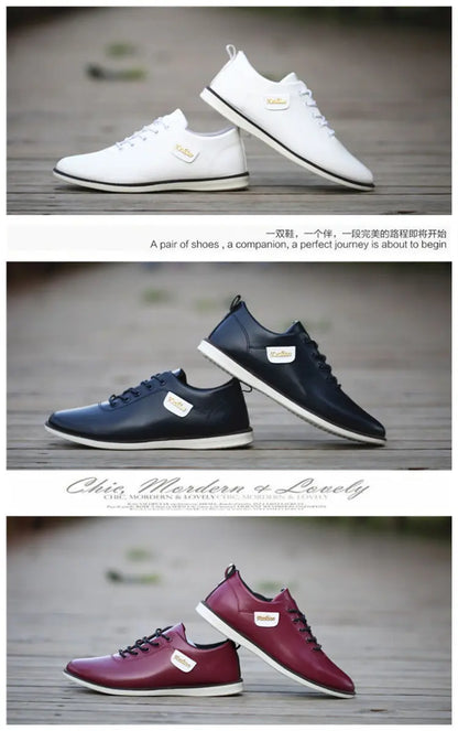 Men's PU Leather Business Casual Shoes Men's Outdoor Breathable Sports Shoes Men's Fashion Loafers Walking Shoes - World Bazaar Life