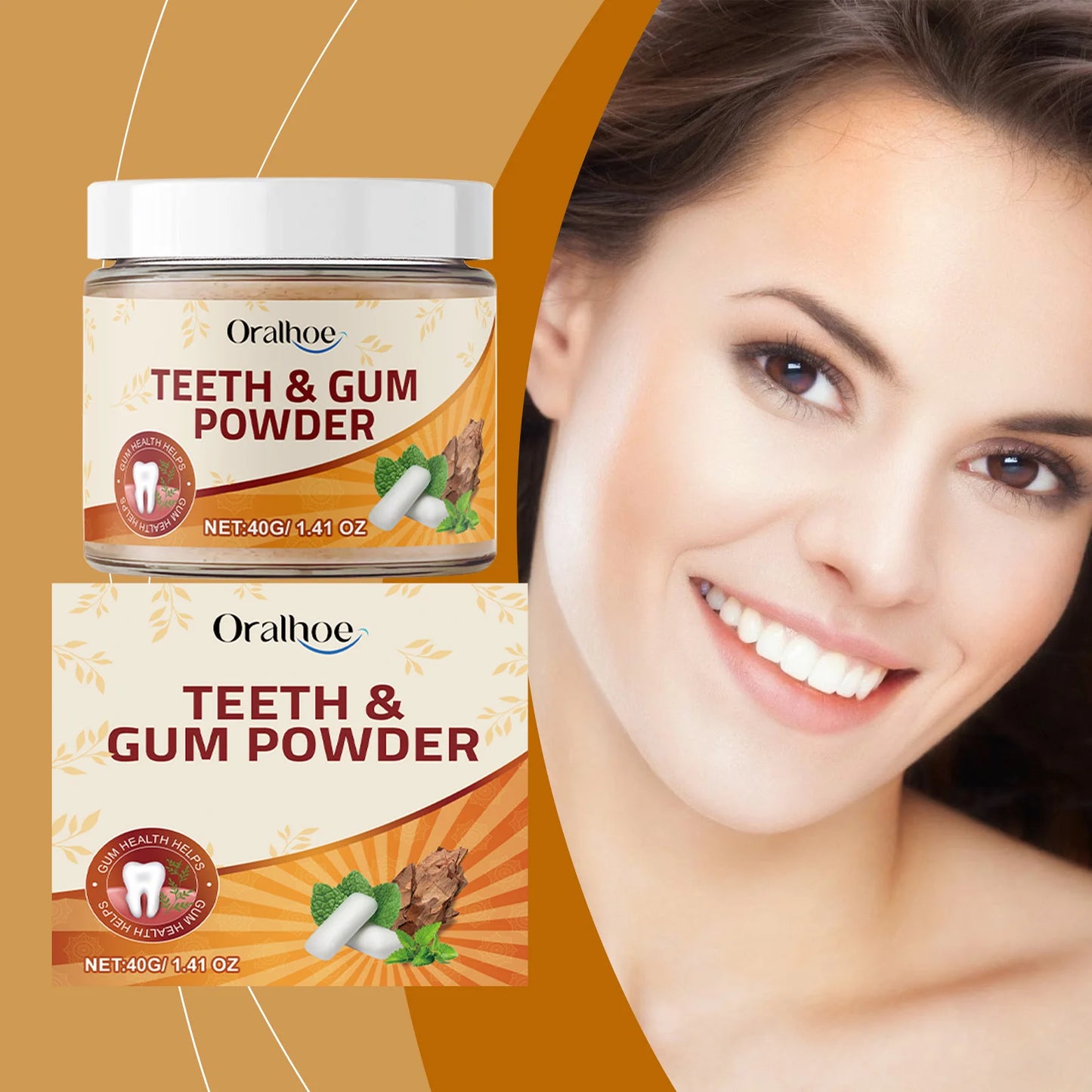 Oralhoe Herbal Care Gum Powder Whitening Teeth Freshly Clean Removes Yellow Stains for Brighter Smile