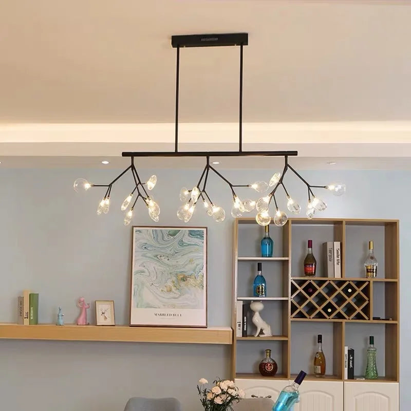 Modern 47.24" Long Branch Pendant Lighting Sputnik Firefly Chandelier Led Island Hanging Lamps
