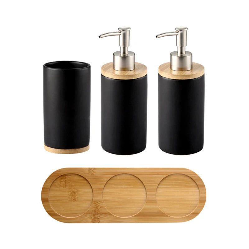 UNTIOR 3PCS Ceramic Bathroom Accessories Set Fashion Soap Dispenser Toothbrush Holder Tumbler Ceramic Household Bathroom Product-World Bazaar Life