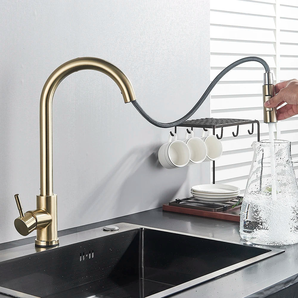 Pull-Out Sensor Black Kitchen Faucet Touch Control Mixer Tap - World Bazaar Life