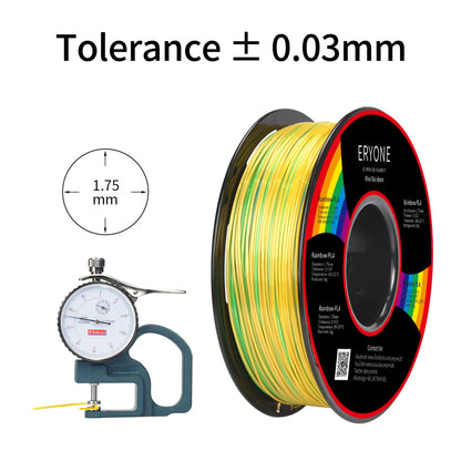 ERYONE Mini Rainbow PLA Filament 1KG - 1.75mm, ±0.03mm Tolerance, Top-Rated 3D Printing Material for All Printers